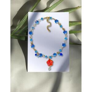 Handcrafted Floral and Ocean-Inspired Beaded Necklace